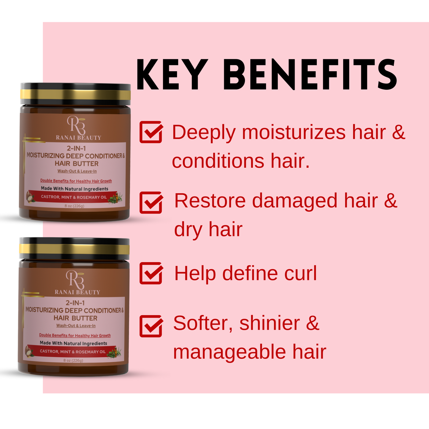 (2) 2-IN-1 Moisturizing Deep Conditioner & Hair Butter