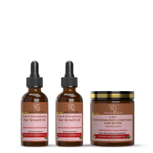 (2) Scalp & Strengthening Hair Growth Oils and (1) 2-In-1 Moisturizing Deep Conditioner & Hair Butter