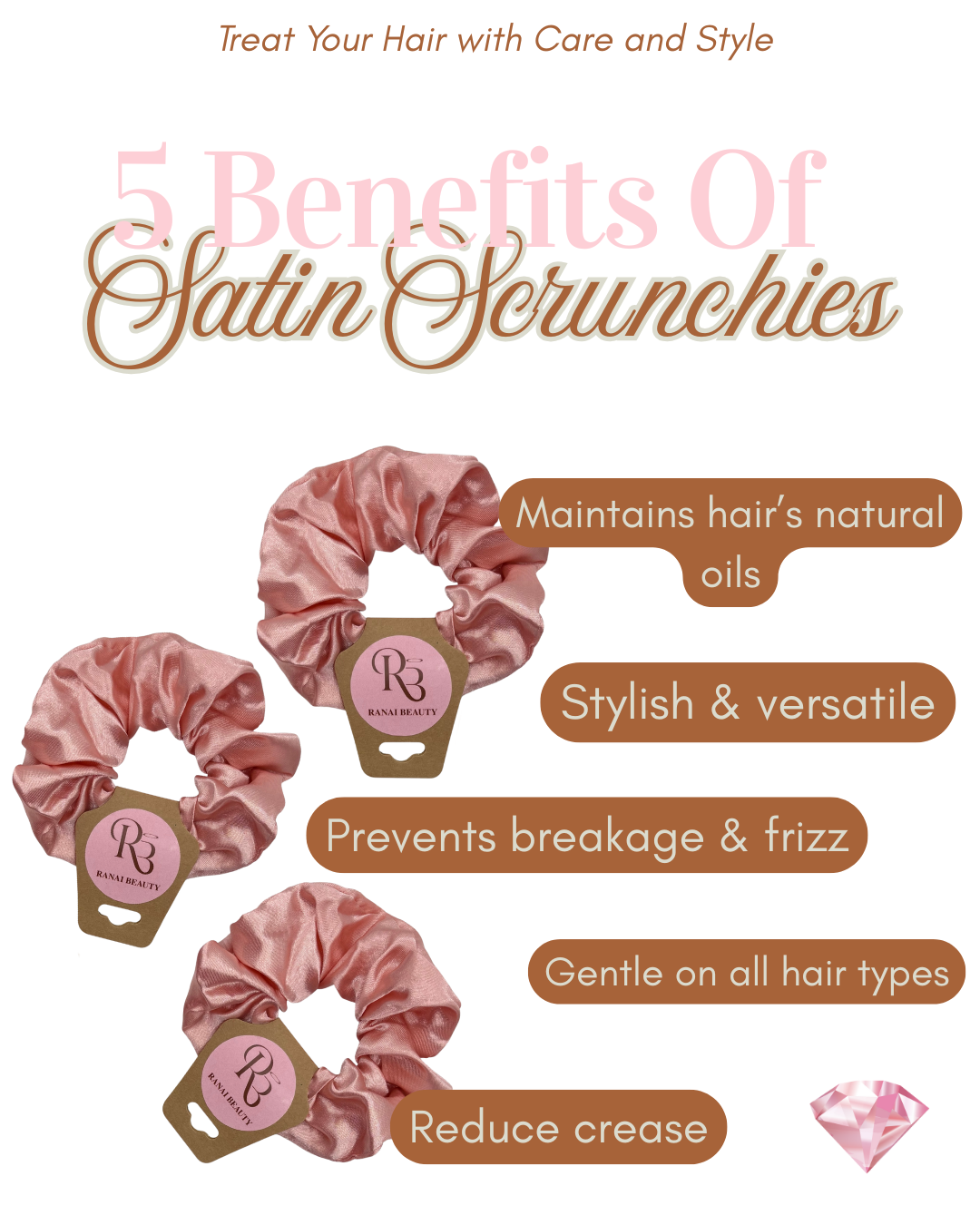 Pink Satin Scrunchie